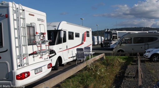 Vår parkeringsplats utanför Elmia Norr