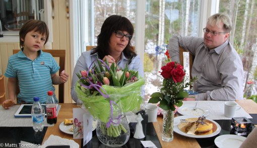 Jag bjöd på kaffe, semla och tåtya.