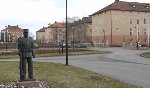 Gamla I 12 området med byggnader i mängder.