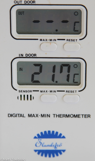 På förmiddagen var det +21,7 grader