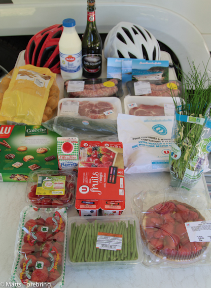 Så här mycket mat rymdes i våra cykelväskor