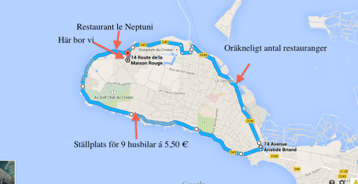 Karta över vår halvö där vi bor i Le Corisic