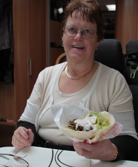 Vi å en utsökt god viltkebab i husbilen