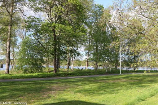 Vi lämnar vår ställplats och cyklar vidare på cykelbanan i bild