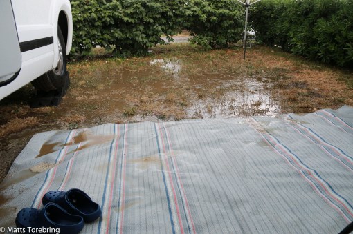 Vi fick in ganska mycket vatten på vår gård