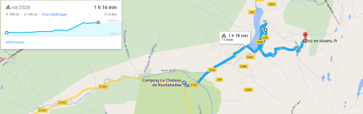 Orienteringstavlan över vår cykeltur