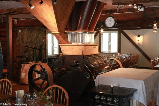 Mjölkvarnen finns kvar inne i restaurangen