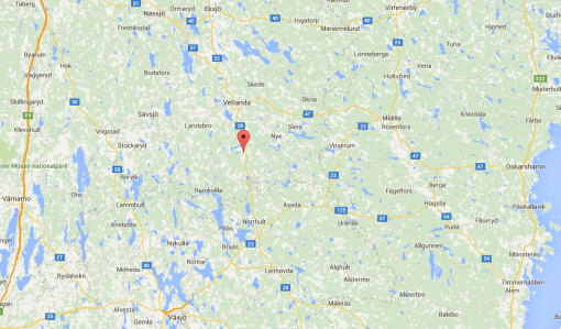 Här ligger Korsberga vid vägen mellan Vetlanda & Kalmar