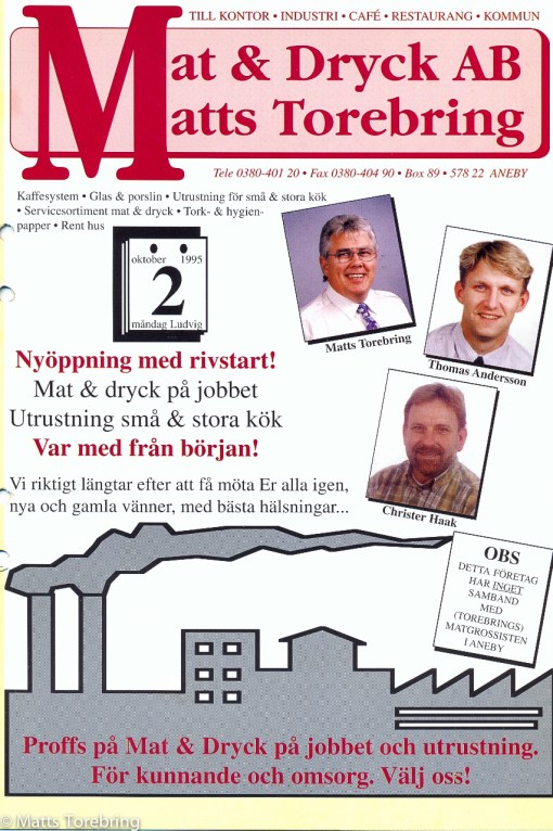 Flygblad 951002 nyöppning